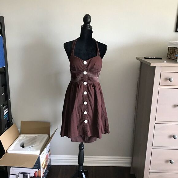 Halter cotton button Dress with back zipper - Picture 1 of 2